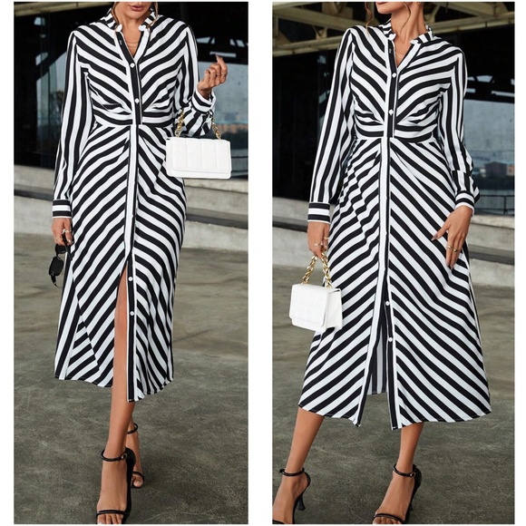 BellanBlue Dresses & Skirts - Classic Stripes Button Down Shirt Dress